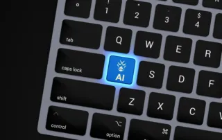 a-close-up-of-a-keyboard-with-a-blue-button